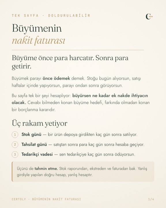 Büyümenin nakit faturası belgesinin kapağı