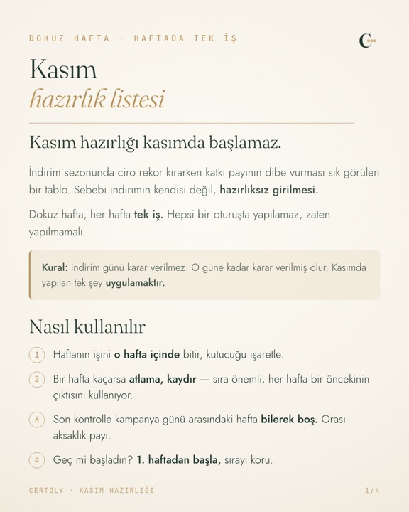Kasım hazırlık listesi belgesinin kapağı